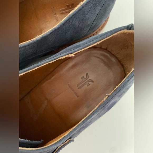Frye Double Monk Leather Strap Oxford Loafer Size 9D Blue - Picture 9 of 11
